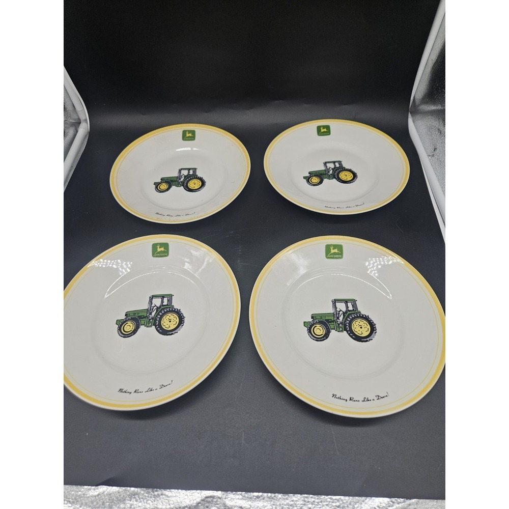 Gibson John Deere Salad Plates‎ Tractor Nothing Runs Like A Deere 9" Set of 4